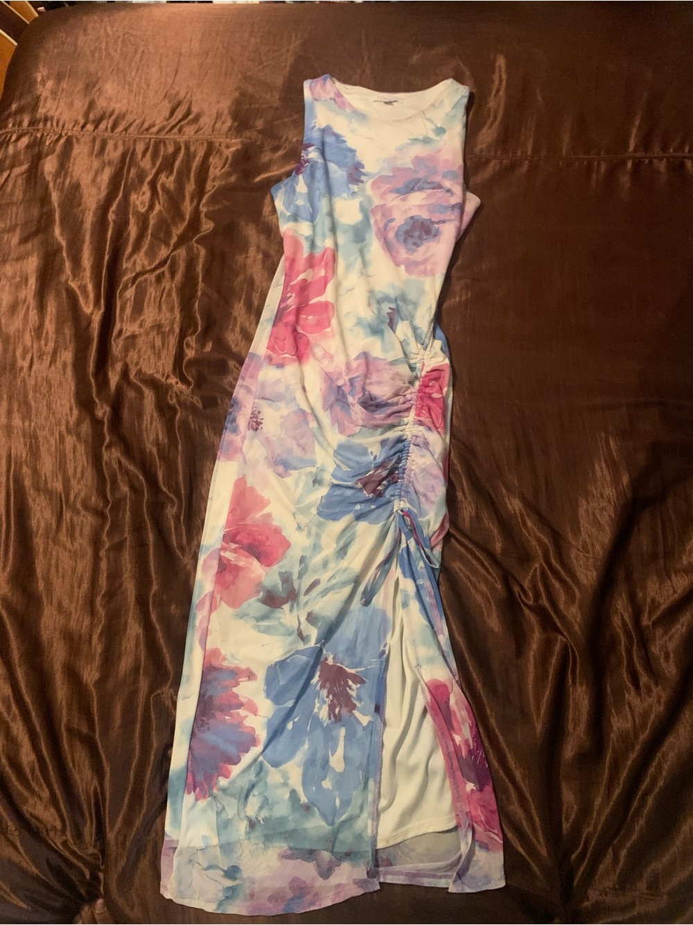 iris Floral Maxi Dress in Pink & Blue